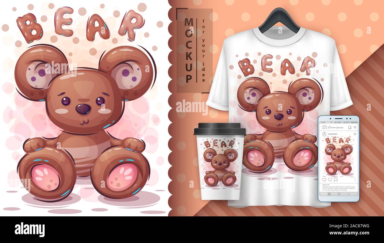Teddy bear poster and merchandising Stock Vector