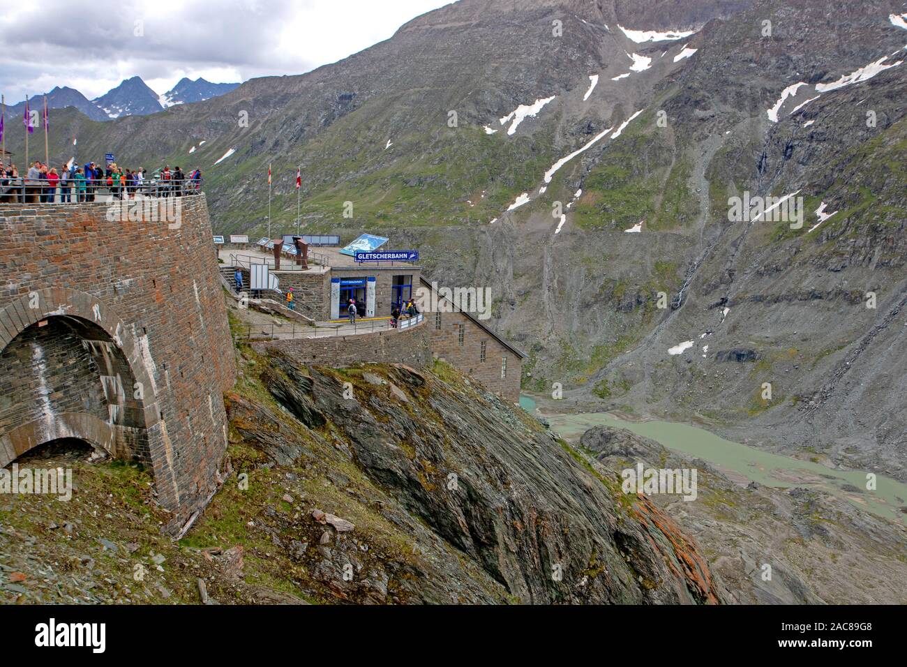 Visitors at the Kaiser-Franz-Josefs-Hohe along the Grossglockner High Alpine Road Stock Photo