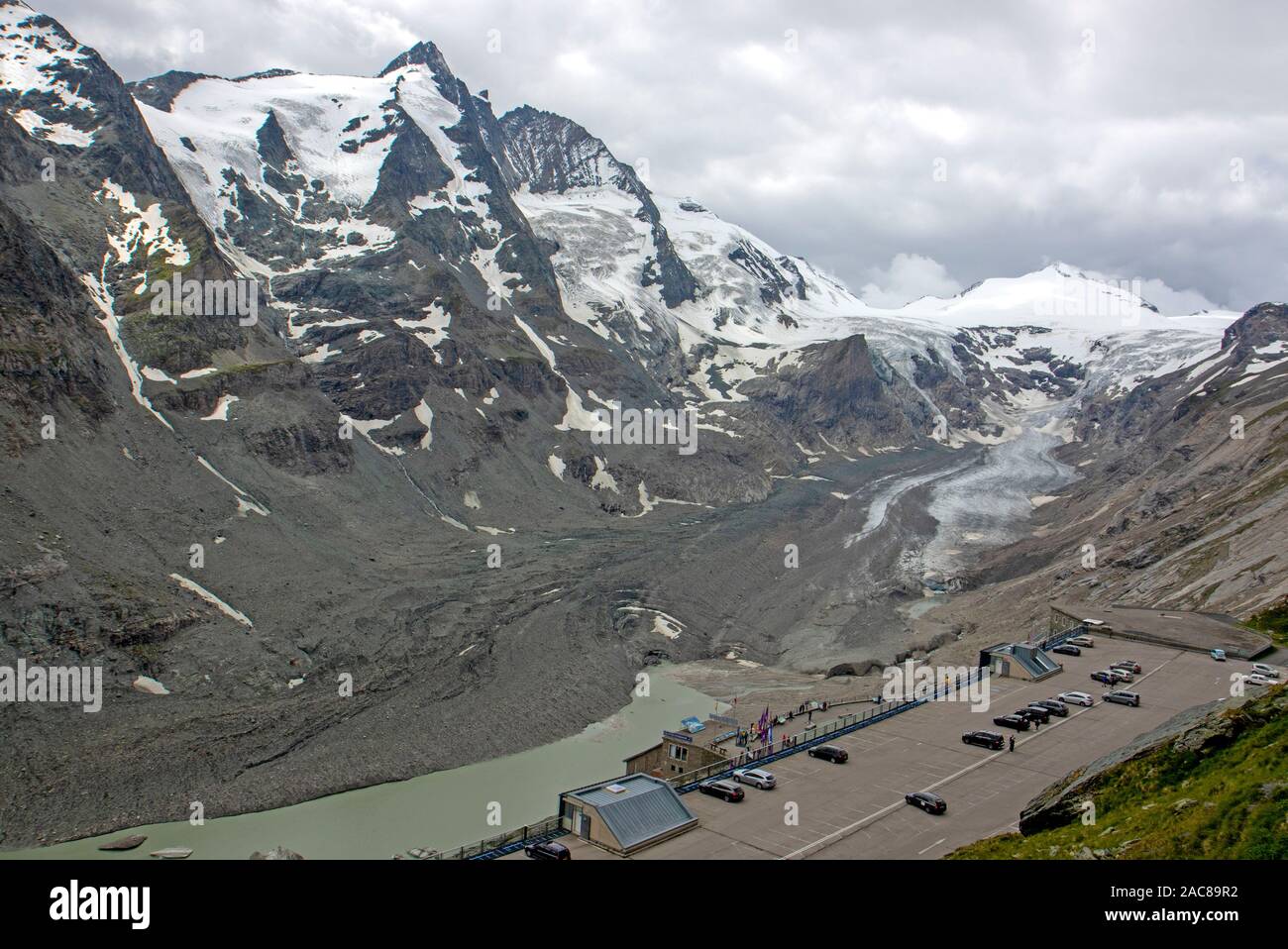 Grossglockner, Austria's highest mountain, rising above the Pasterze Glacier and the Kaiser-Franz-Josefs-Hohe Stock Photo
