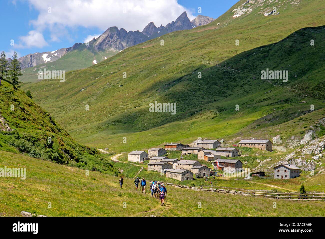 The summer pasture village of Jagdhausalm in the Oberhauser Valley in Hohe Tauern National Park Stock Photo