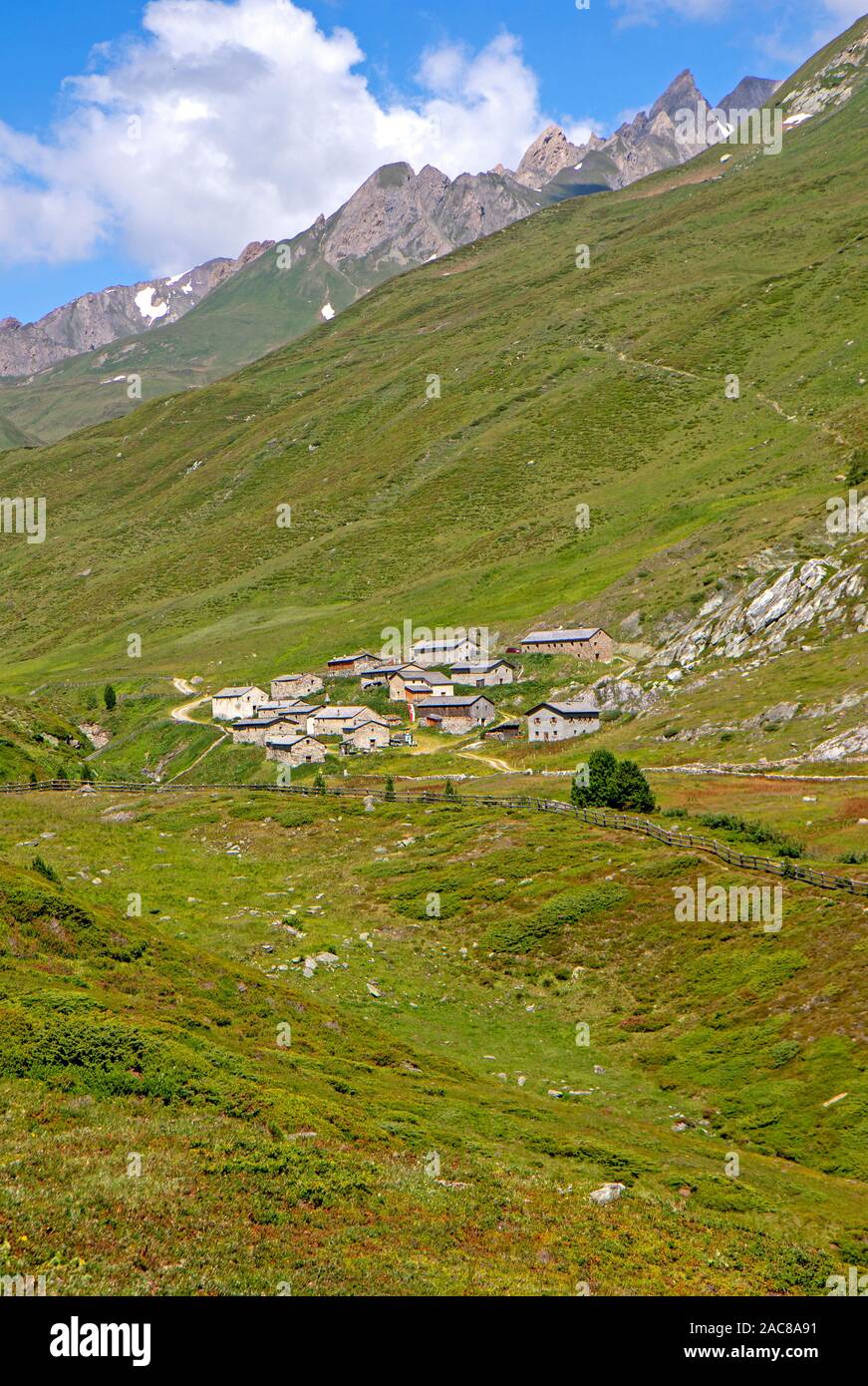 The summer pasture village of Jagdhausalm in the Oberhauser Valley in Hohe Tauern National Park Stock Photo