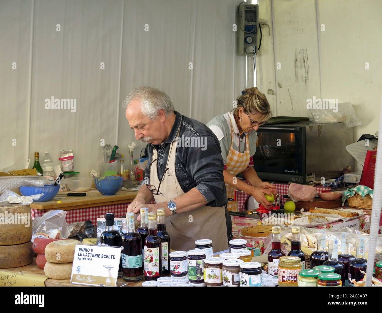 Food Market Stall, Modena Stock Photo