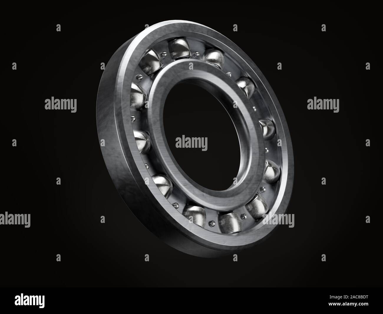 New steel ball bearing over black background Stock Photo