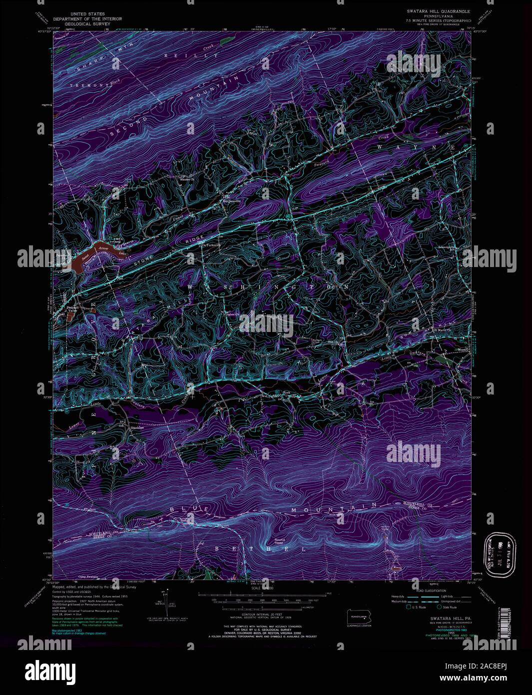 USGS TOPO Map Pennsylvania PA Swatara Hill 222099 1955 24000 Inverted ...