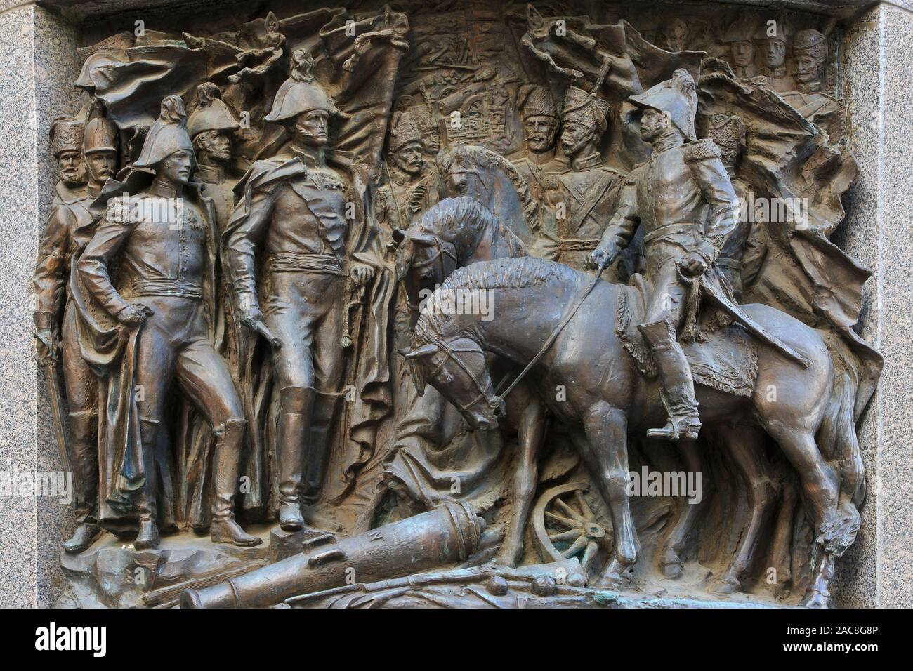 Bas-relief to Tsar Alexander I of Russia for his victory over Napoleon Bonaparte at the Battle of Leipzig (16 to 19 October 1813) Stock Photo