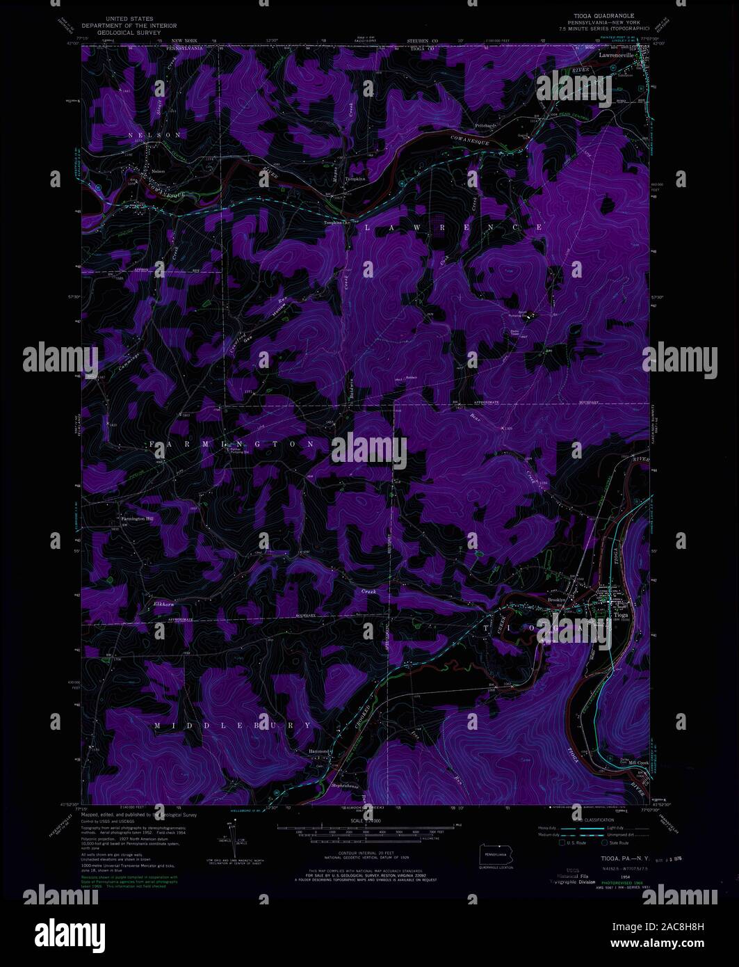 Map of tioga pennsylvania hi-res stock photography and images - Alamy
