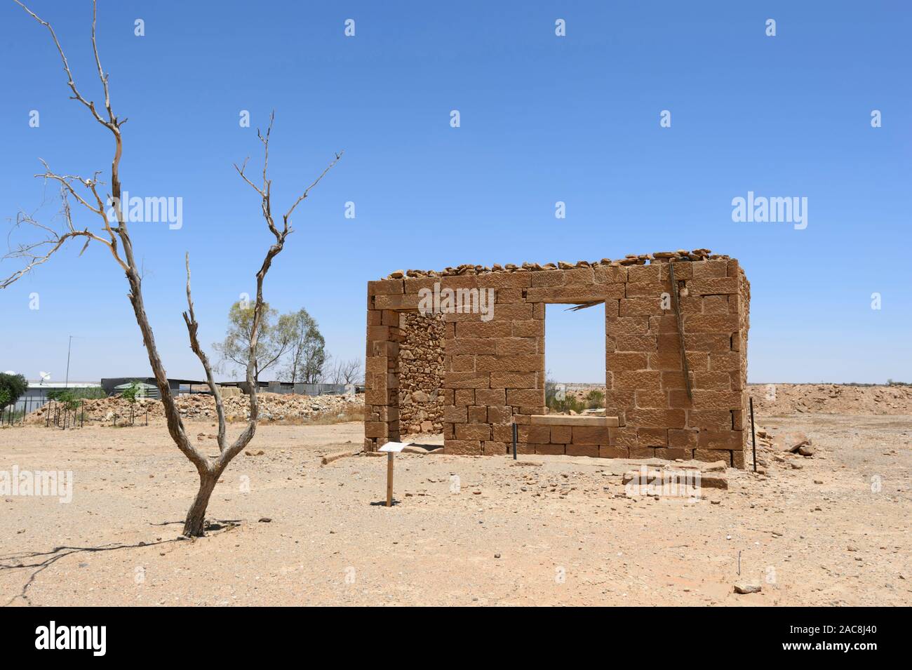 Historic ruins of the Commercial Bank building, 1881, in the remote Outback town of Milparinka, New South Wales, NSW, Australia Stock Photo