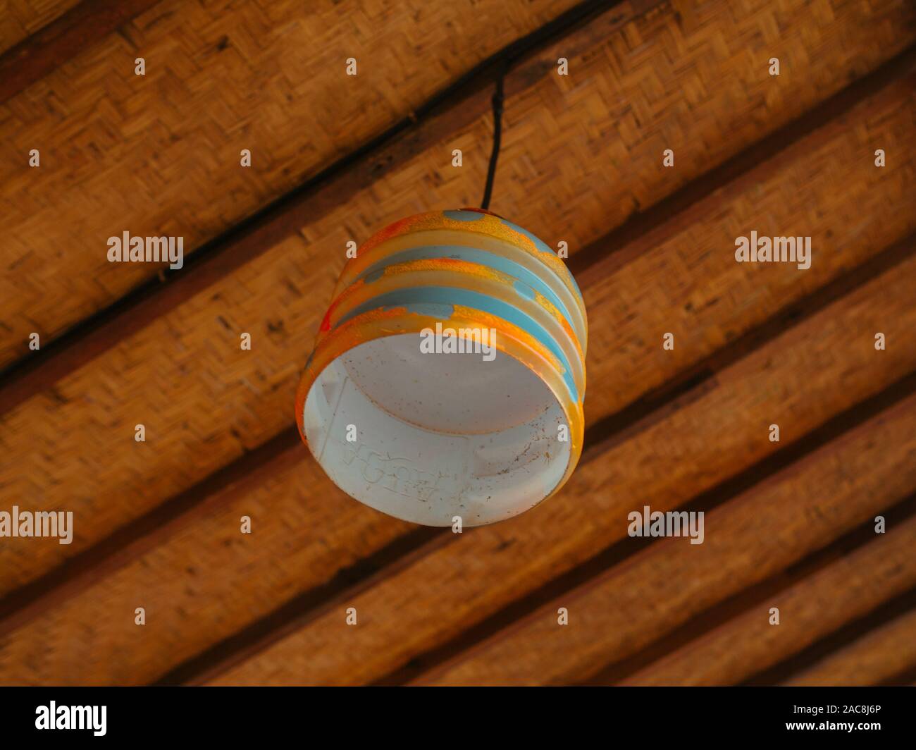 Lighting Lamp latern on the wall in Asia Stock Photo