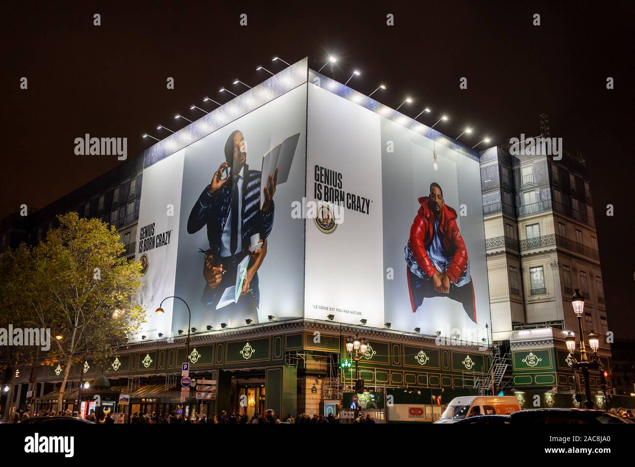 Paris, France - December 1, 2019: Big Moncler ad billboard featuring Will  Smith in front of Garner Opera house in the evening Stock Photo - Alamy
