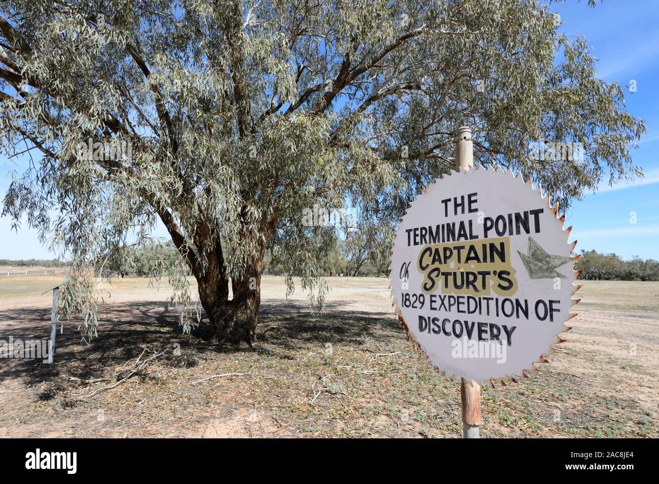 Location of the terminal point of Captain Sturt's 1829 expedition near Bourke, New South Wales, NSW, Australia Stock Photo