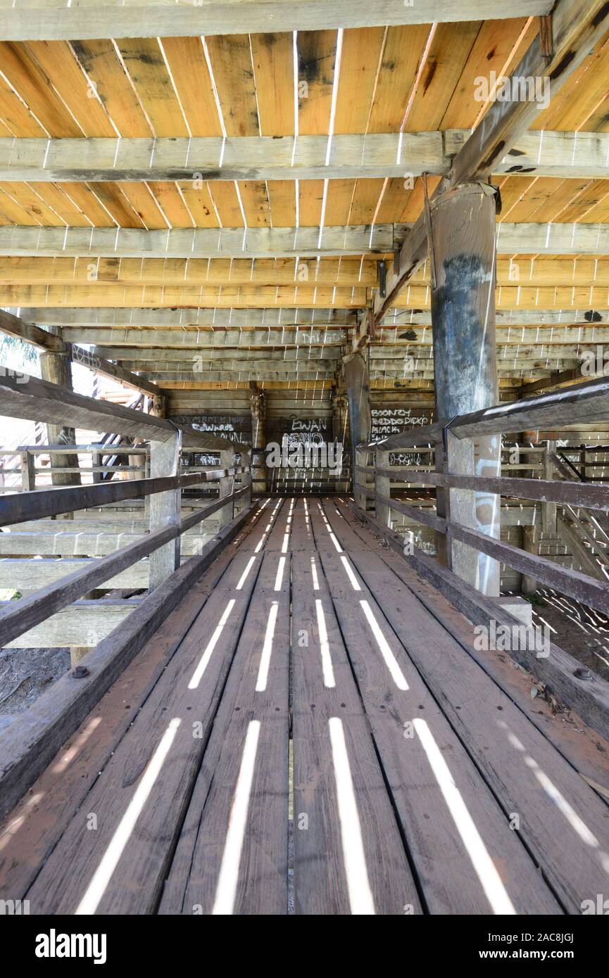Replica of the old Wharf on the Darling River, Wharf Precinct, Bourke, New South Wales, NSW, Australia Stock Photo