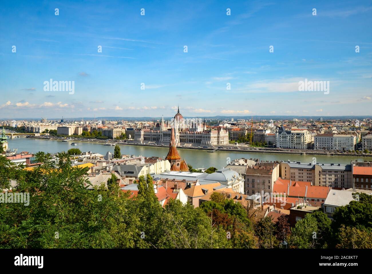 Parliament of Hungary view from Matthias Church Stock Photo