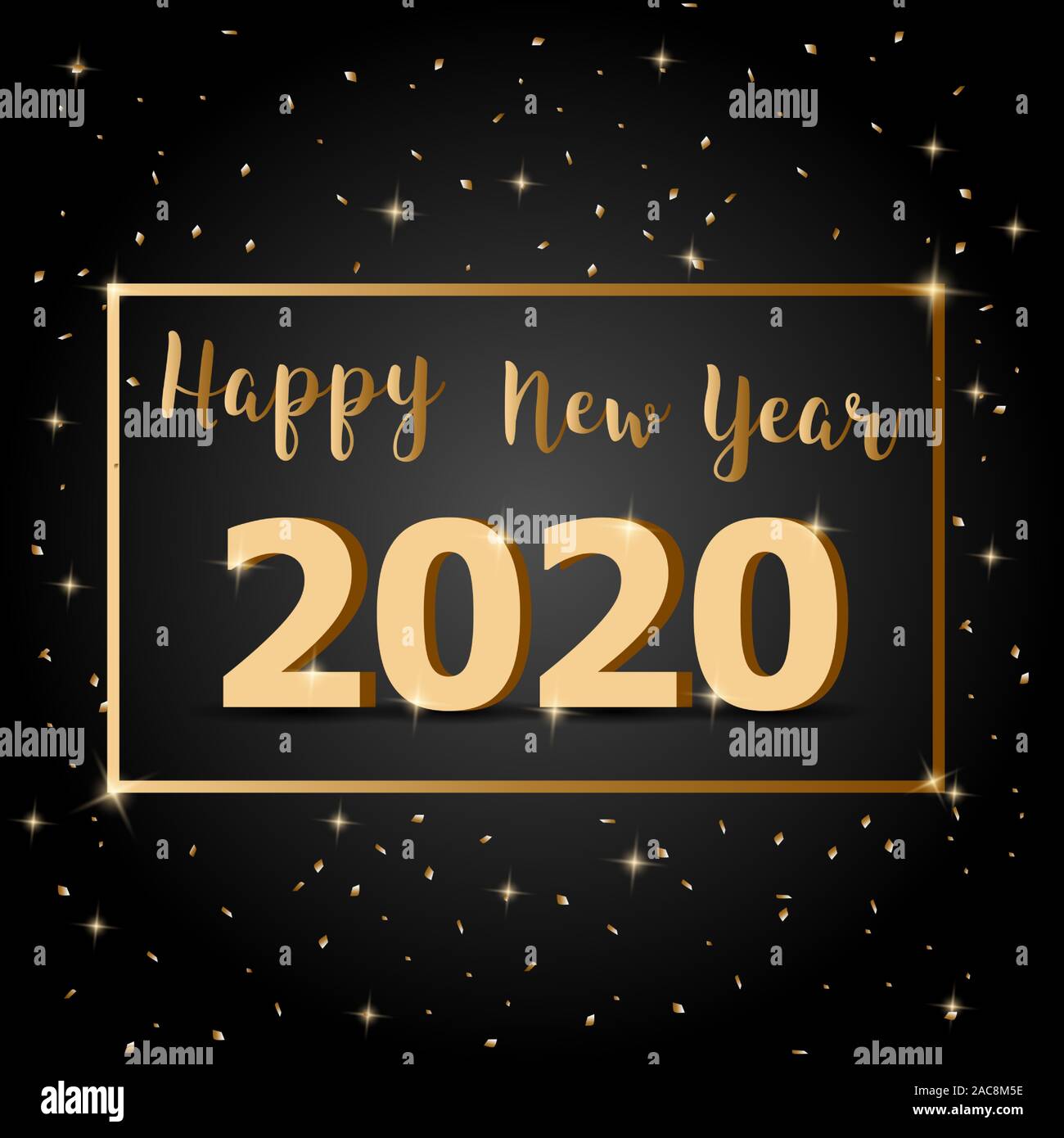 Golden Happy New Year 2020 with dark background, stock vector Stock ...