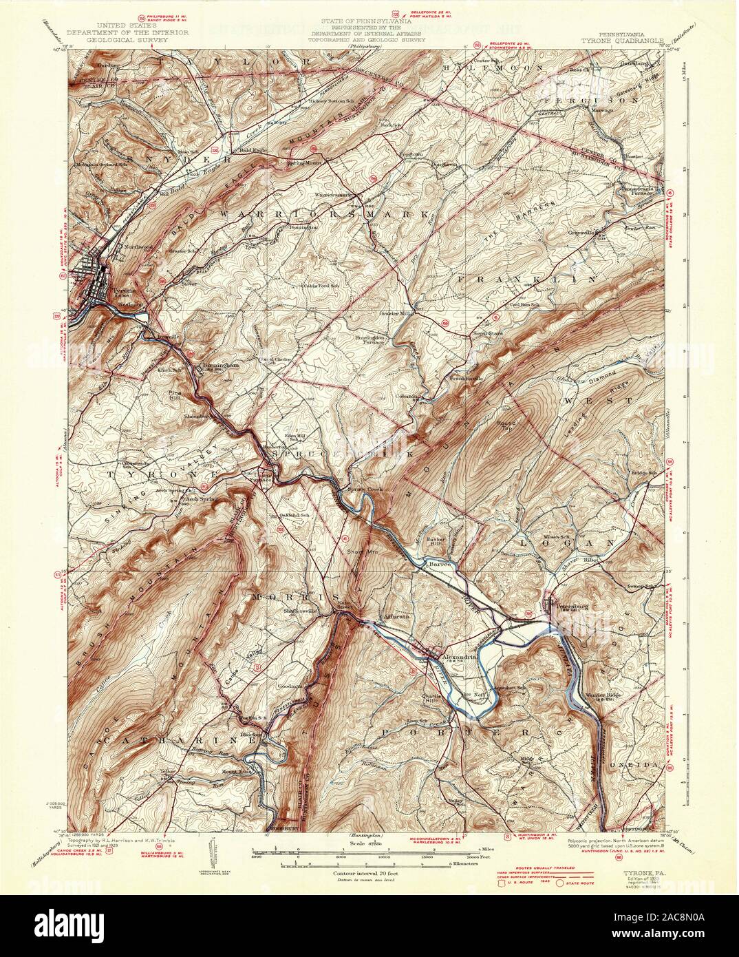 Tyrone pennsylvania map hires stock photography and images Alamy