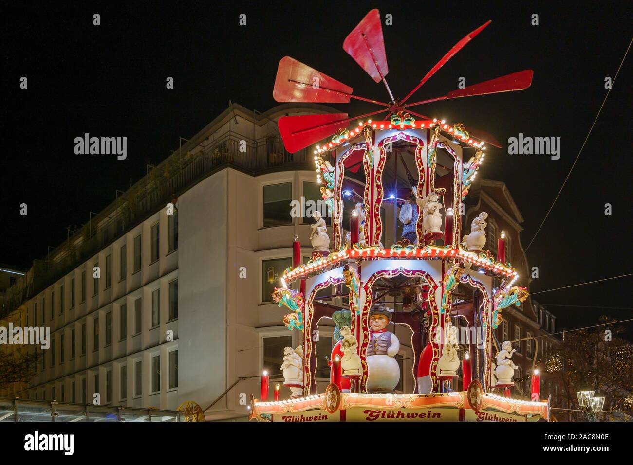 Christmas pyramid, Weihnachtspyramide, wooden pyramidal with central