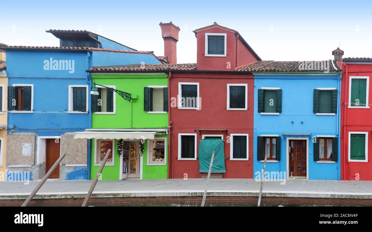 Colorful facade houses on Burano island in Italy Stock Photo - Alamy