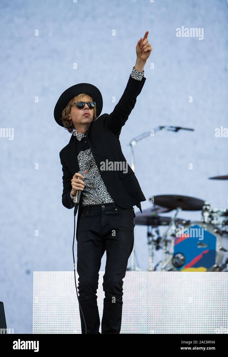 Experimental Musician Beck performs live to a near-sell out audience at BBC's Biggest Weekend 2018 Stock Photo