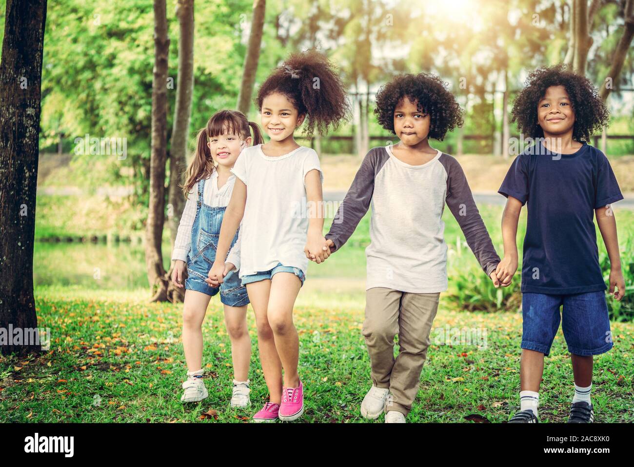 A group of african children playing in a park