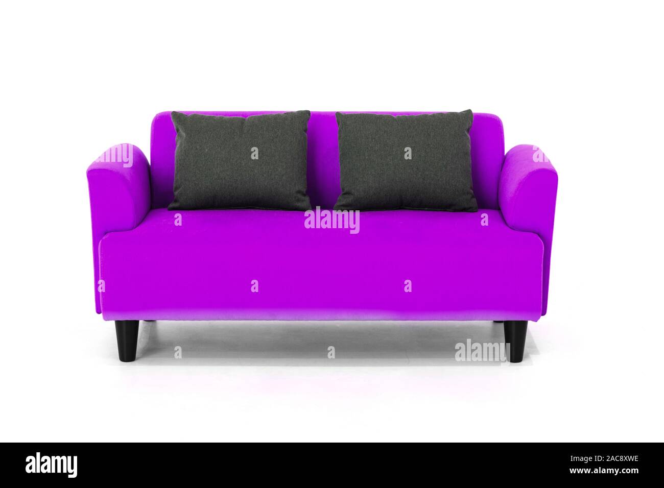 Violet Scandinavian style contemporary sofa on white background with