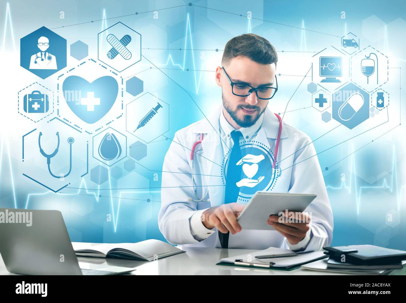 Medical Healthcare Concept Doctor In Hospital With Digital