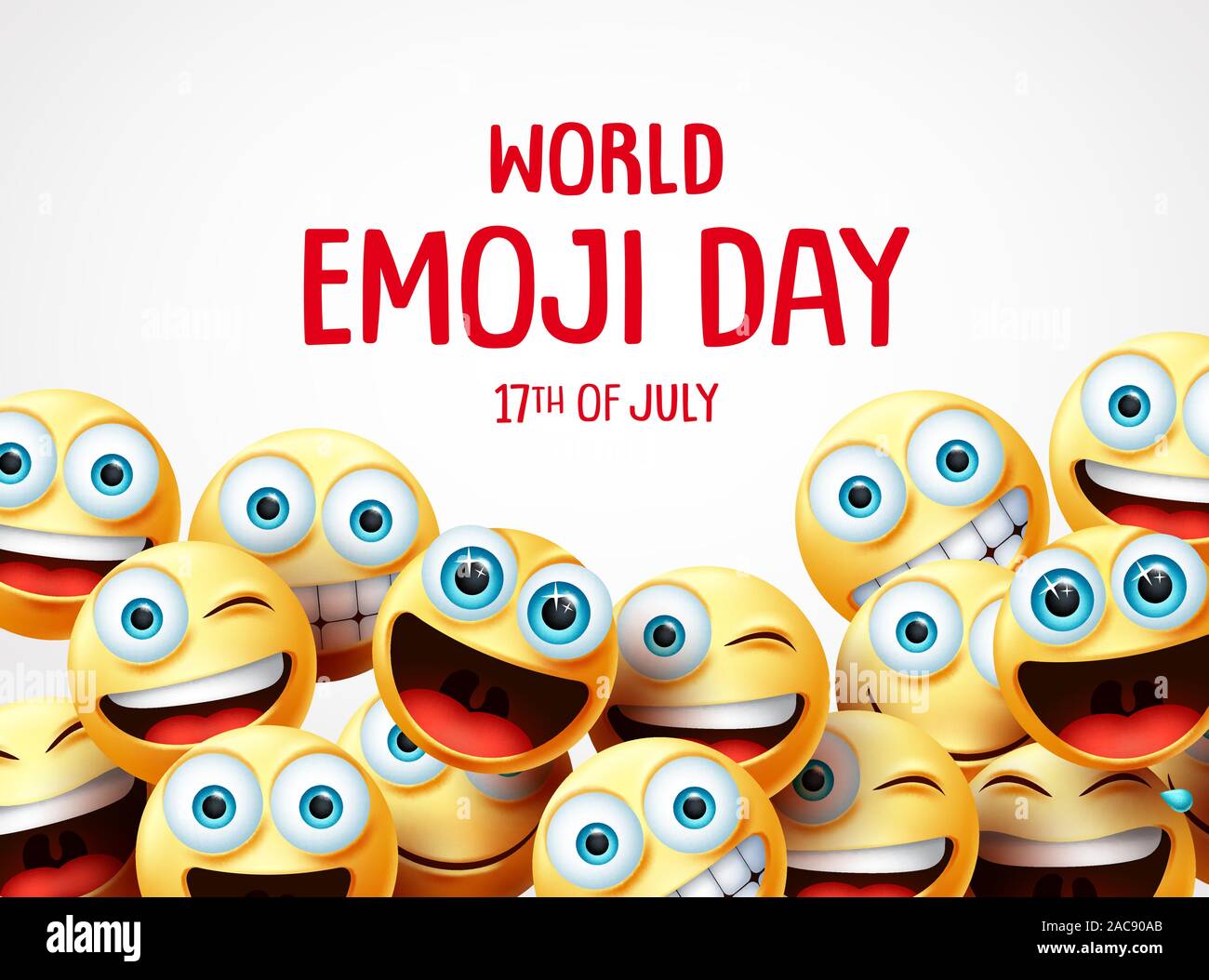 World emoji day vector banner background. World emoji day text with group  of funny smiley emojis in different facial expression in empty space white  Stock Vector Image & Art - Alamy