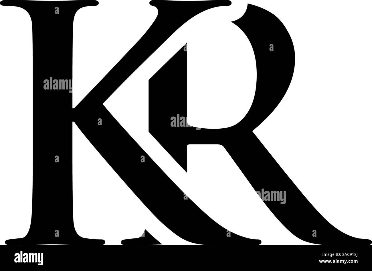 Initial kr alphabet logo design template vector Stock Vector