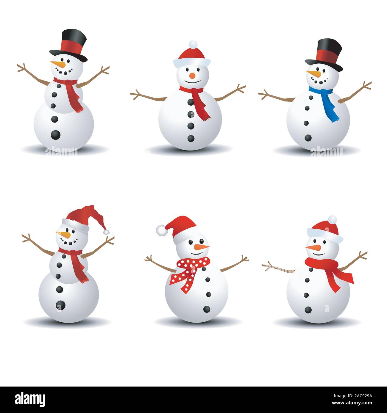 Snowman set, vector illustration Stock Vector Image & Art - Alamy