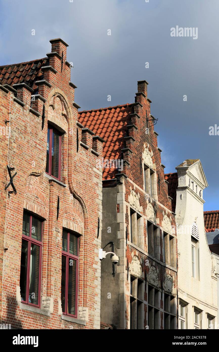 Architecture on Steenstraat, Brugge City, West Flanders, Belgium Stock Photo