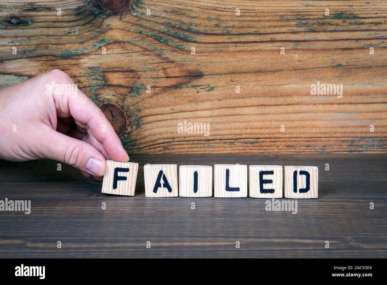 Failed. Challenge, problems and their solution concept. Wooden letters ...