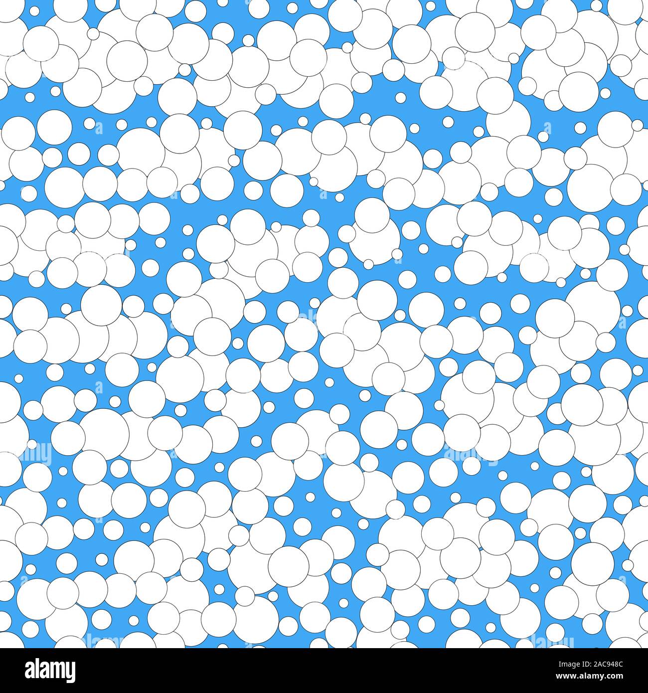 White rounds clouds on skyblue background, vector seamless pattern texture Stock Vector