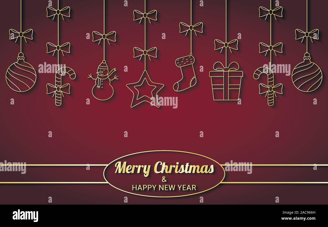 Christmas hanging ornaments background Stock Vector