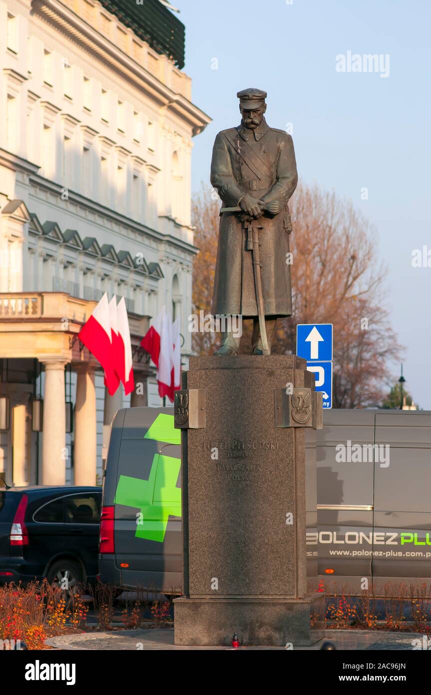Warsaw. Poland. October 2019. Jozef Pilsudzki monument in Warsaw. Stock Photo