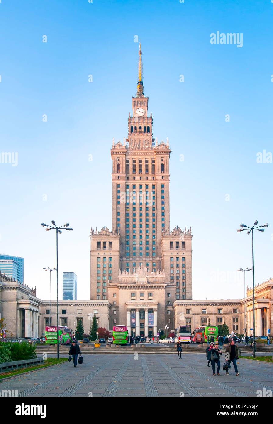 Palace of culture and science (Palac kultury i nauki)  Warsaw, Poland, Stock Photo