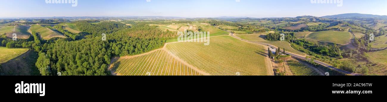 Aerial view of Tuscany countryside Stock Photo