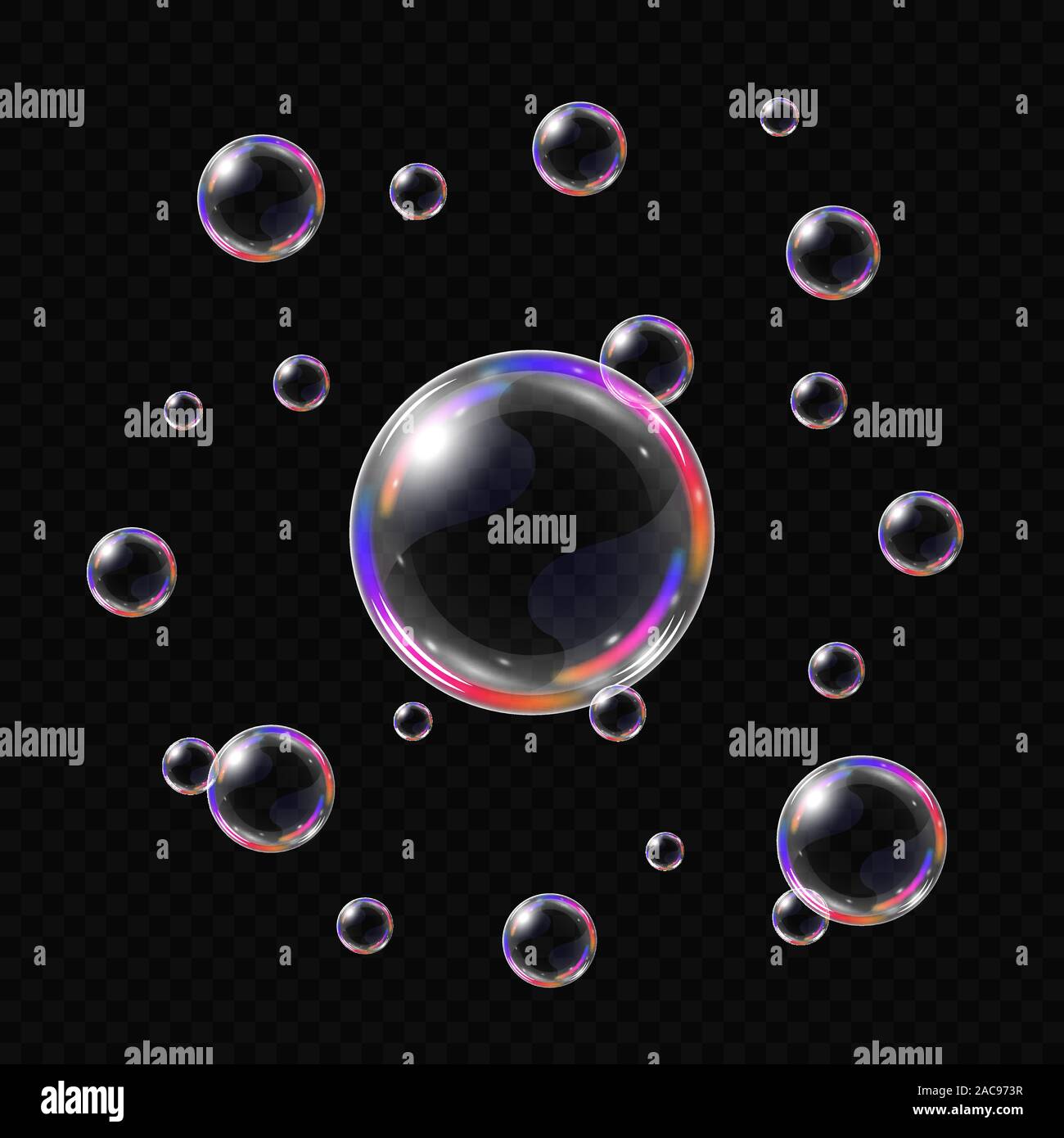 Realistic soap bubbles isolated on transparent background. Vector ...