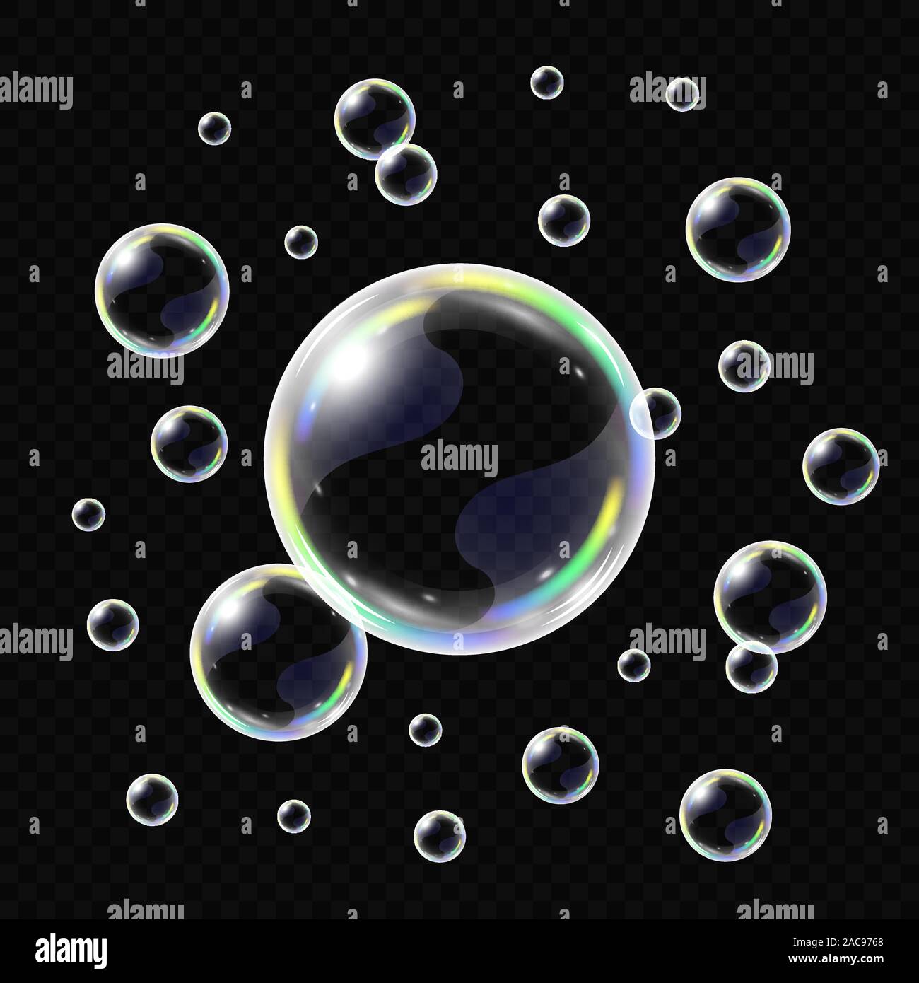 Realistic soap bubbles isolated on transparent background. Vector ...