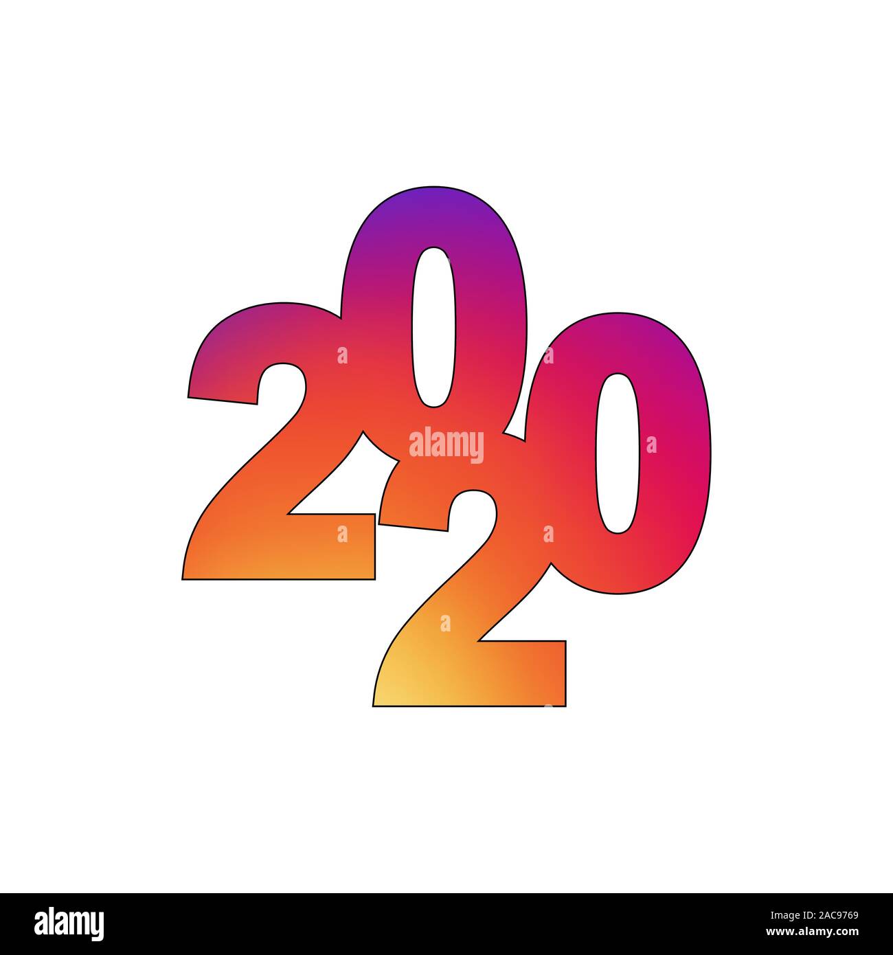 Happy New Year 2020 Text Design logo, Vector illustration Stock Vector
