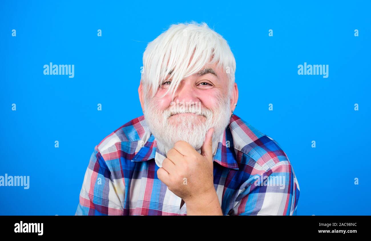 Typical Grandpa Elderly People Bearded Man With White Hair Wear