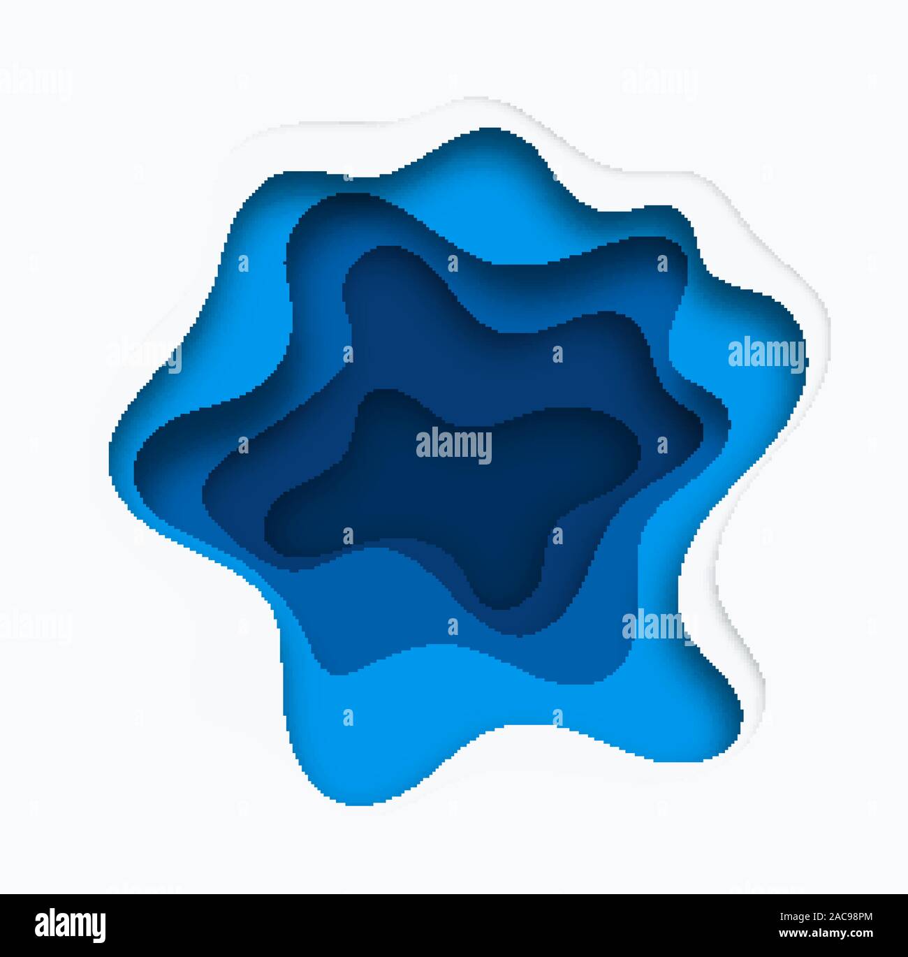 3D abstract blue wave background with paper cut shapes. Vector design ...