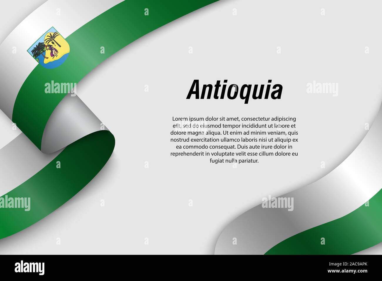 Waving Ribbon Or Banner With Flag Of Antioquia Department Of