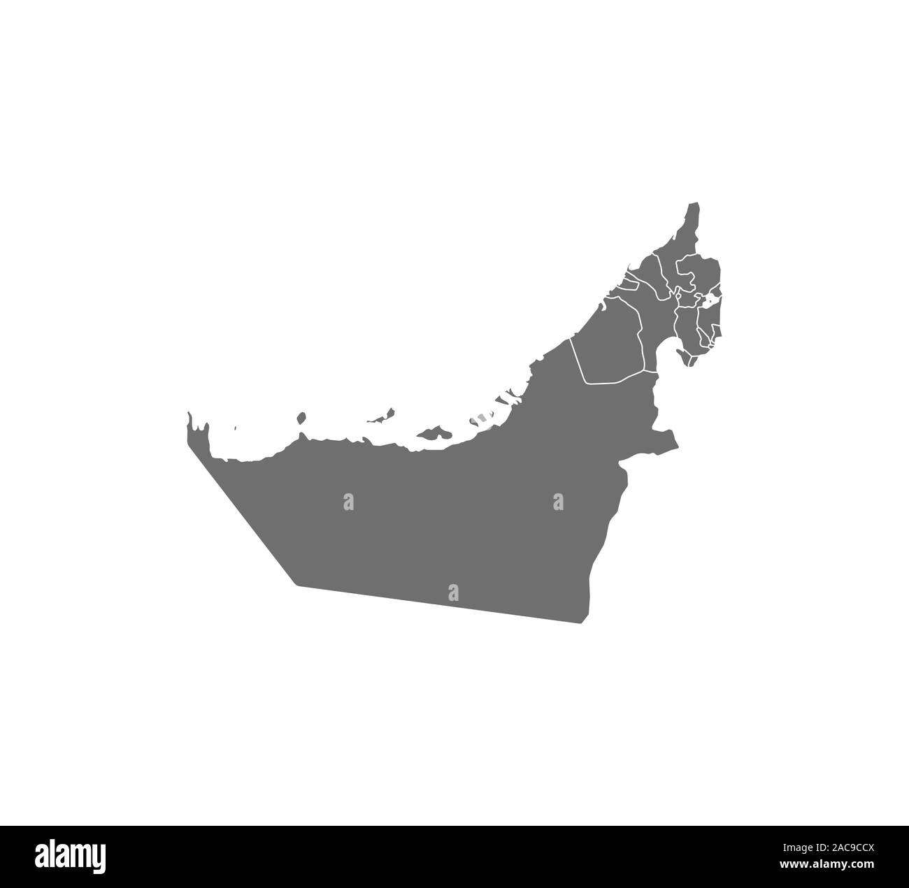 UAE Map, states border map. Vector illustration. Stock Vector