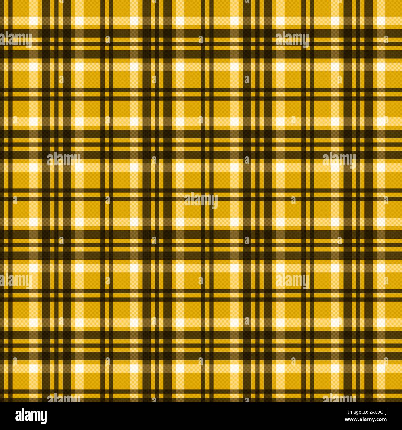 Seamless checkered shades of yellow and khaki pattern as a tartan plaid