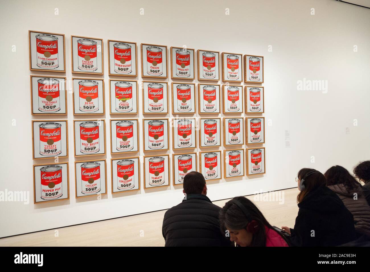 Andy Warhol,Campbell's soup cans paintings (1962) MoMa museum of modern art, New York City, United States of America. Stock Photo