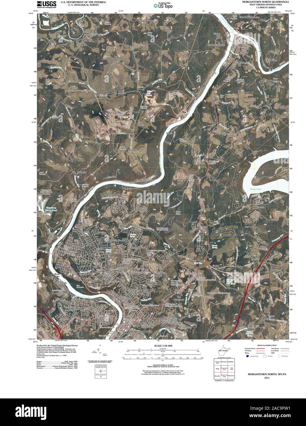 Map of morgantown Cut Out Stock Images &amp; Pictures - Alamy