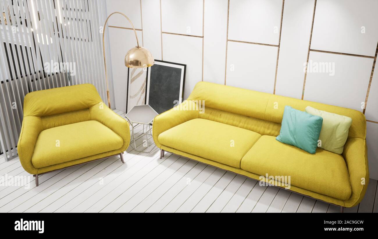 Modern design living room interior in Scandinavian style . 3D rendering ...