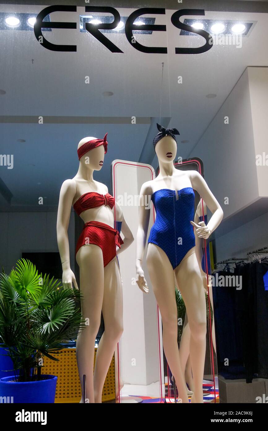 Bathing suits shop, Biarritz, PyrénéesAtlantiques, France Stock Photo