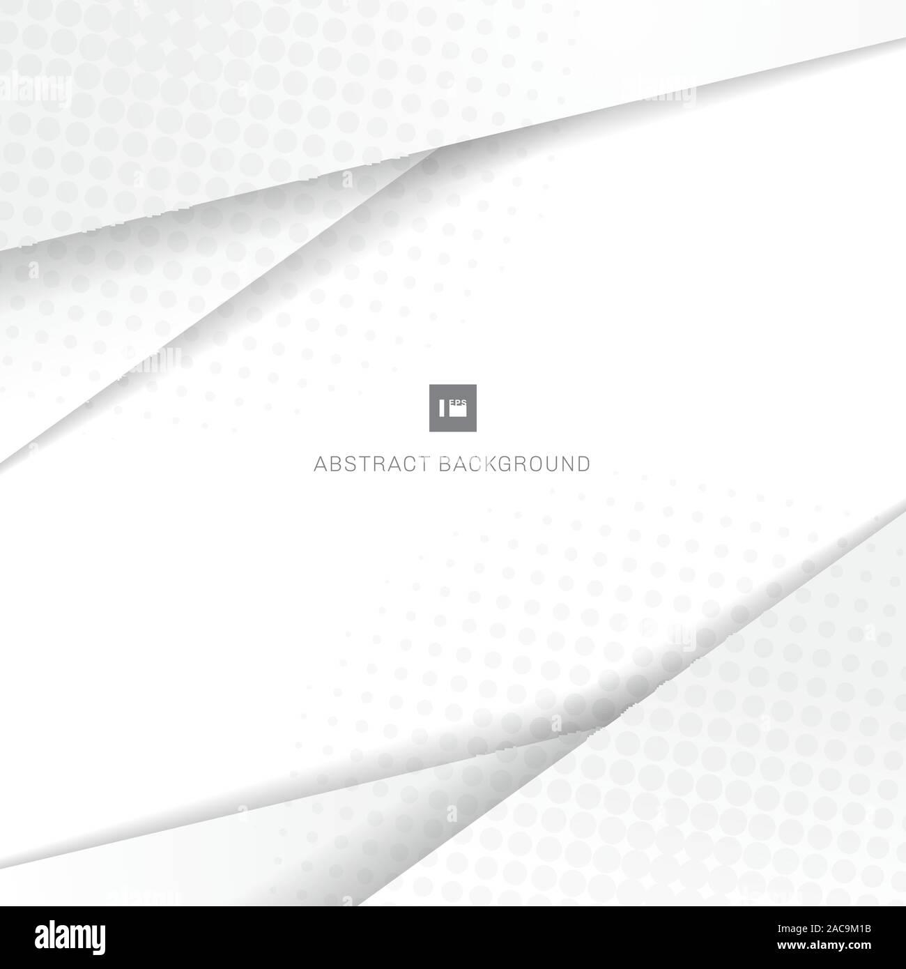 Abstract geometric white and gray background with halftone dot pattern texture. Vector illustration Stock Vector
