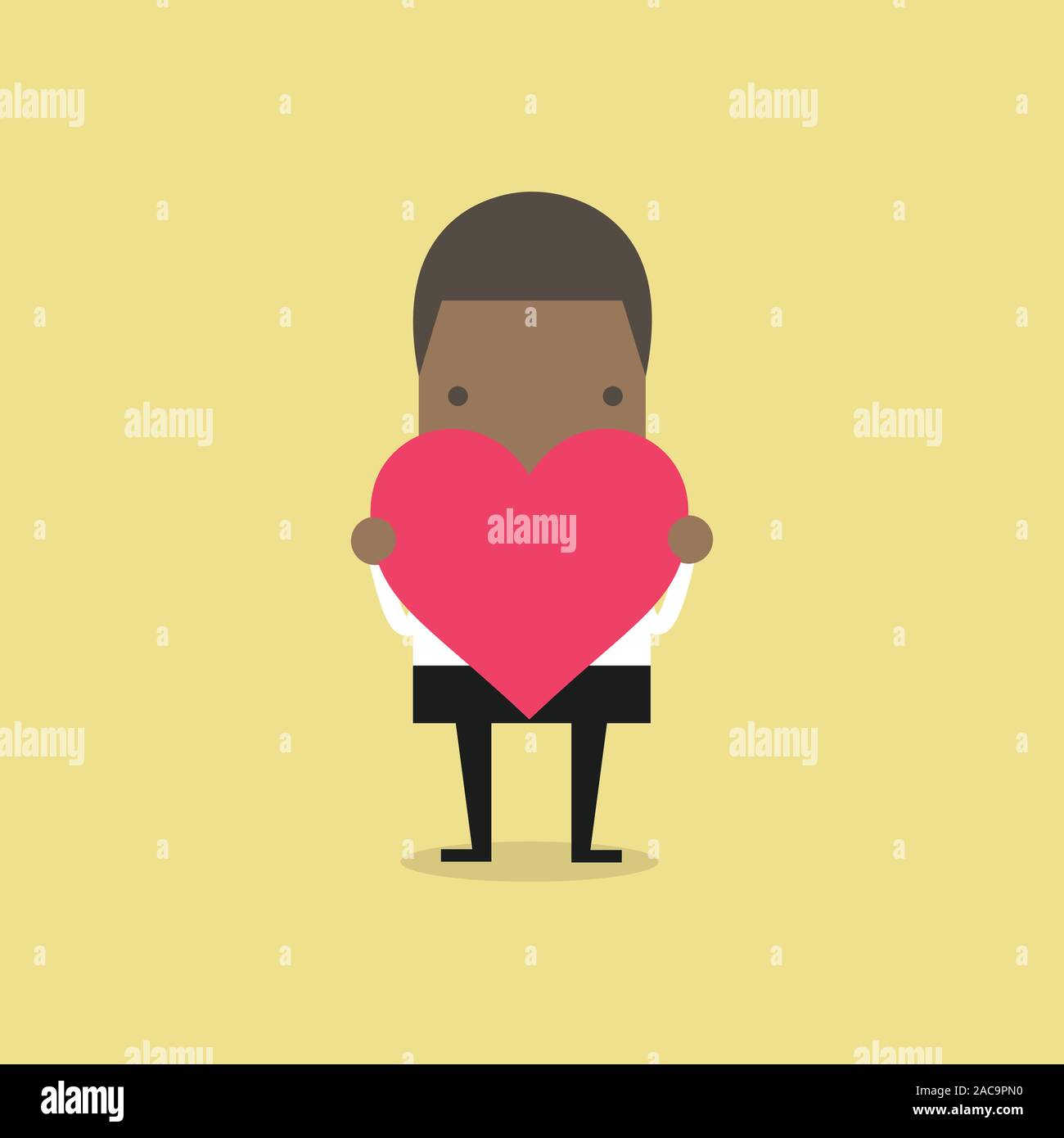 African businessman holding heart shape. Stock Vector