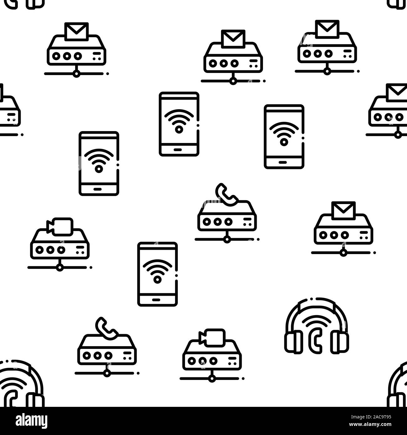 Call Network Vector Voip Calling System Seamless Pattern Vector Stock Vector Image & Art ...