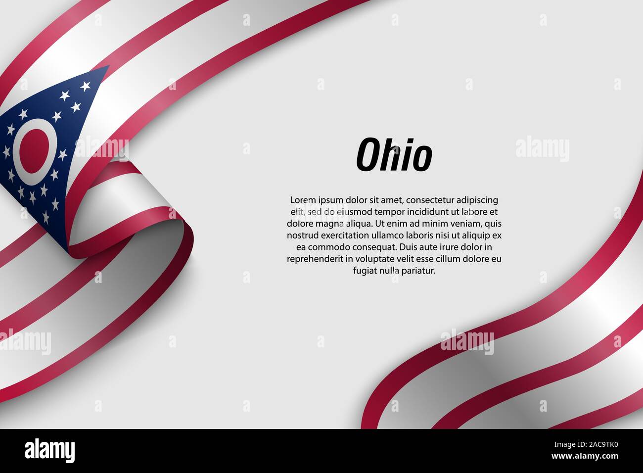 Waving ribbon or banner with flag of Ohio. State of USA. Template for ...